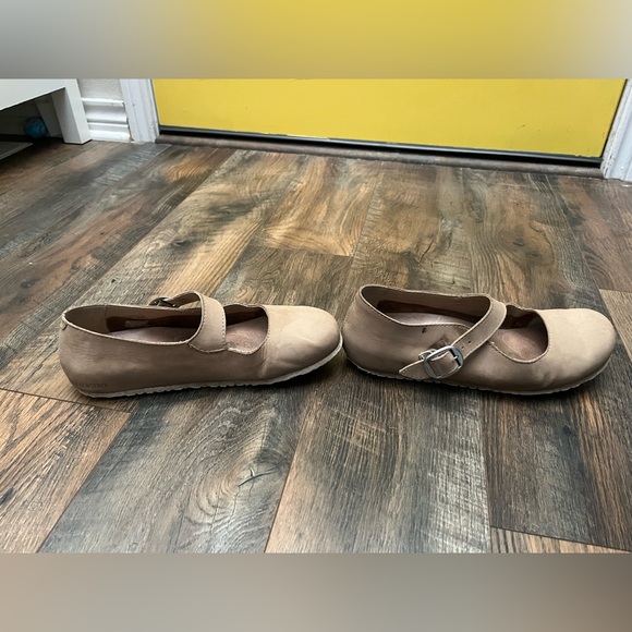 Birkenstock TRACY Mary Jane Shoes Womens 9 EU 40 Nubuck Leather Tan Beige Buckle - Picture 5 of 16